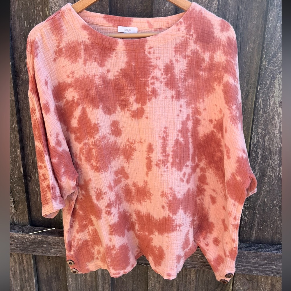 J Jill Tie Die 100% Cotton Kimono Top Size Large